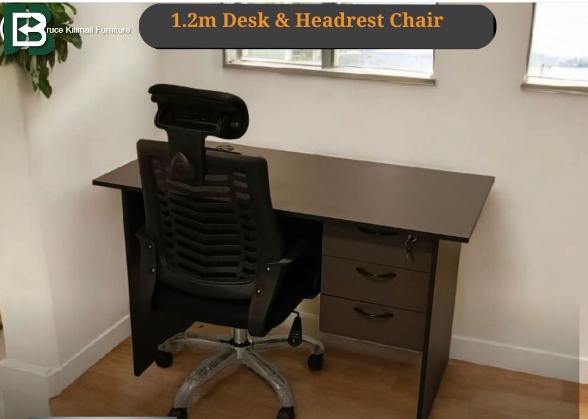 Gray Grey Office Desk & Chair Headrest– 1.2m, Stylish, ergonomic & Comfortable