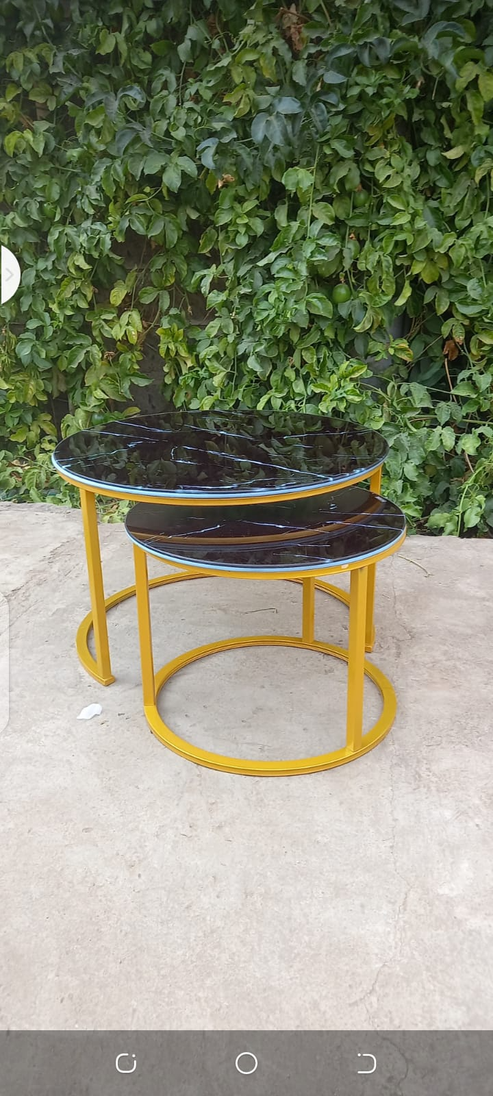 Marble nesting coffee table (glass effect) black