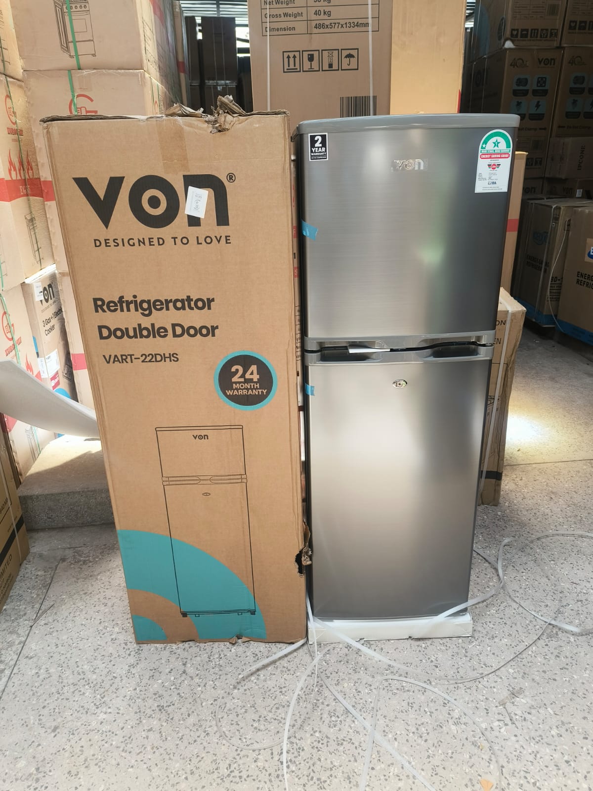 REFRIGERATOR. VON Refrigerator- 138 Litres Double Door Fridge; This fridge is a spacious and convenient way to store your food.
