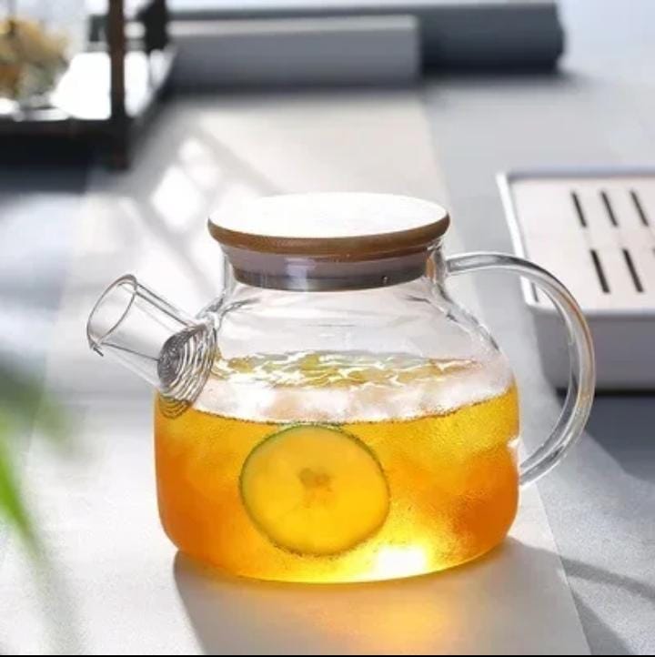 TEA POT. High borosilicate Glass Teapot.Made of high quality borosilicate glass, wooden lid + stainless Steel, stainless wire infuser
