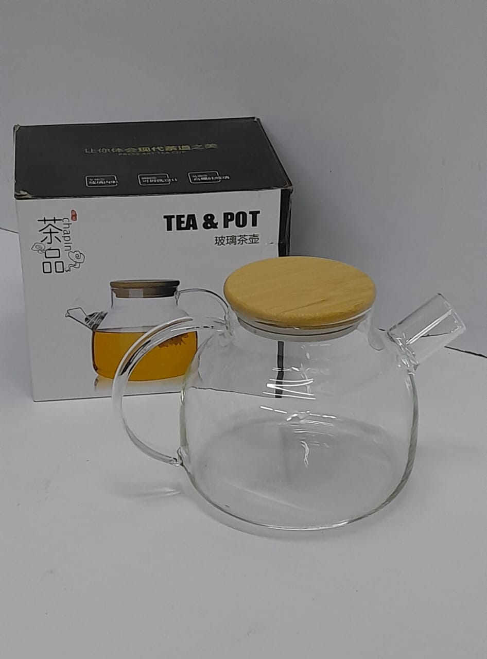 TEA POT. High borosilicate Glass Teapot.Made of high quality borosilicate glass, wooden lid + stainless Steel, stainless wire infuser