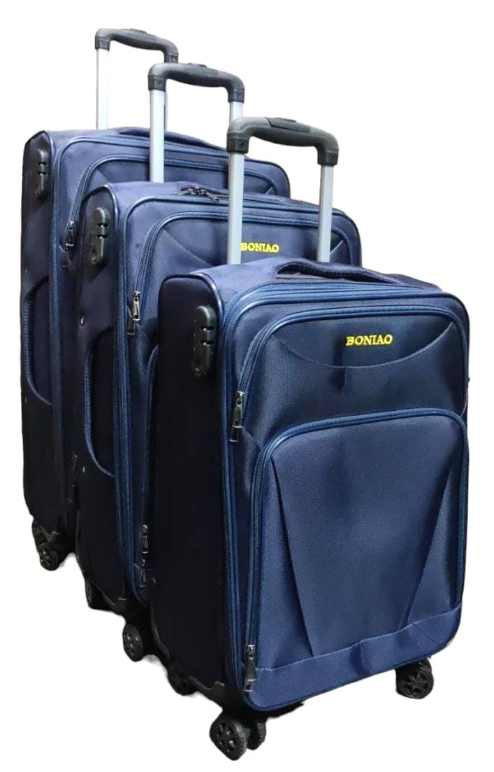 3pcs 4wheels material Comes as a set of 3
Polyester lining
Has outer compartment
Strong handle