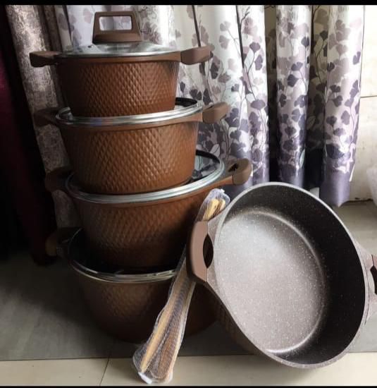 12pc Unique Cookware set Granite Coating / Lid High Quality Cast Aluminium / Exterior Treatment Granite Coating kitchen and dining room applicances