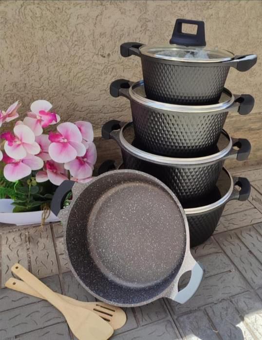 12pc Unique Cookware set Granite Coating / Lid High Quality Cast Aluminium / Exterior Treatment Granite Coating kitchen and dining room applicances