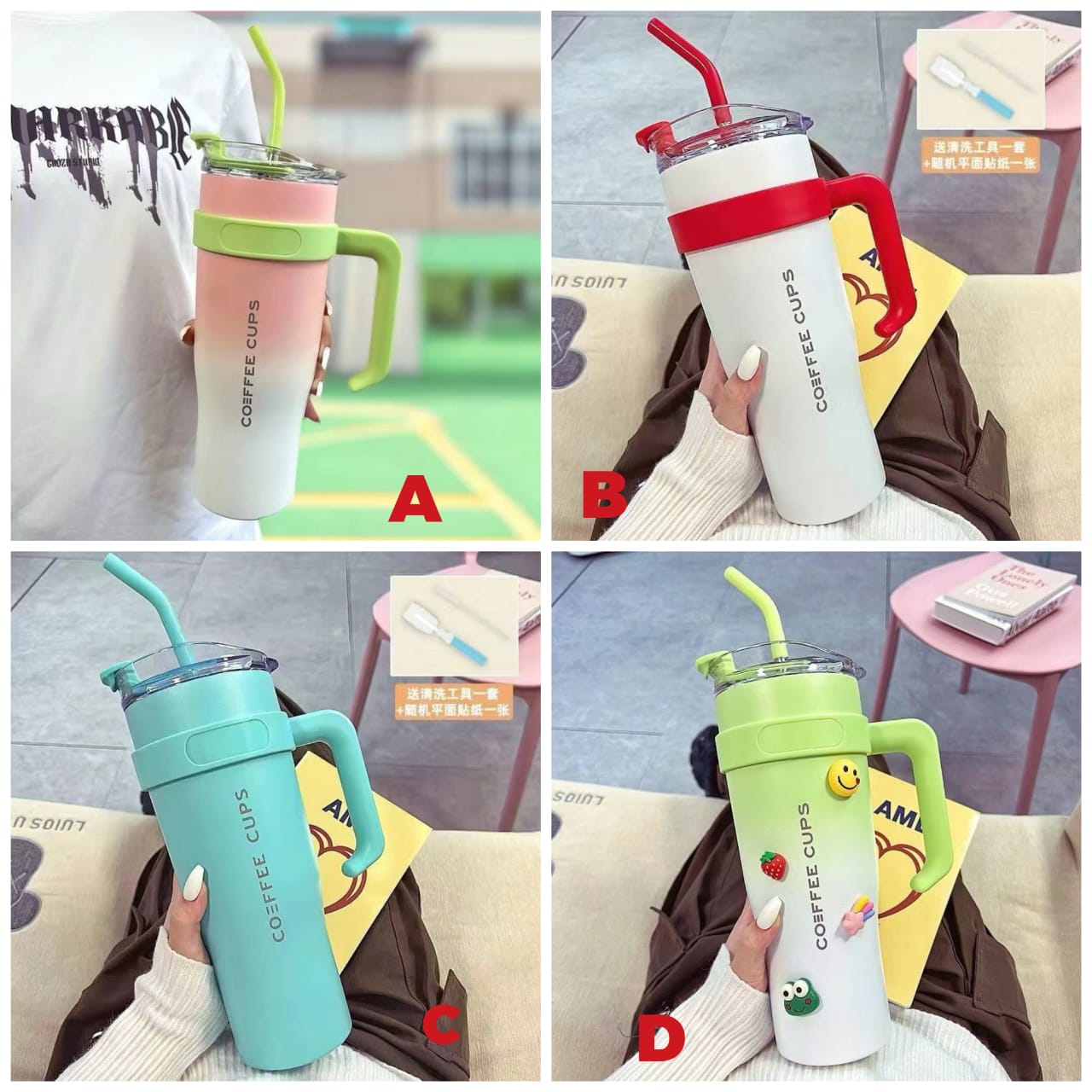 1200ml miniso trend Stanley cup  SPILL & LEAK RESISTANT: If you're looking for an insulated coffee tumbler with straw that 't leak or spill, look no further! coffee travel mug's design stops spills wh