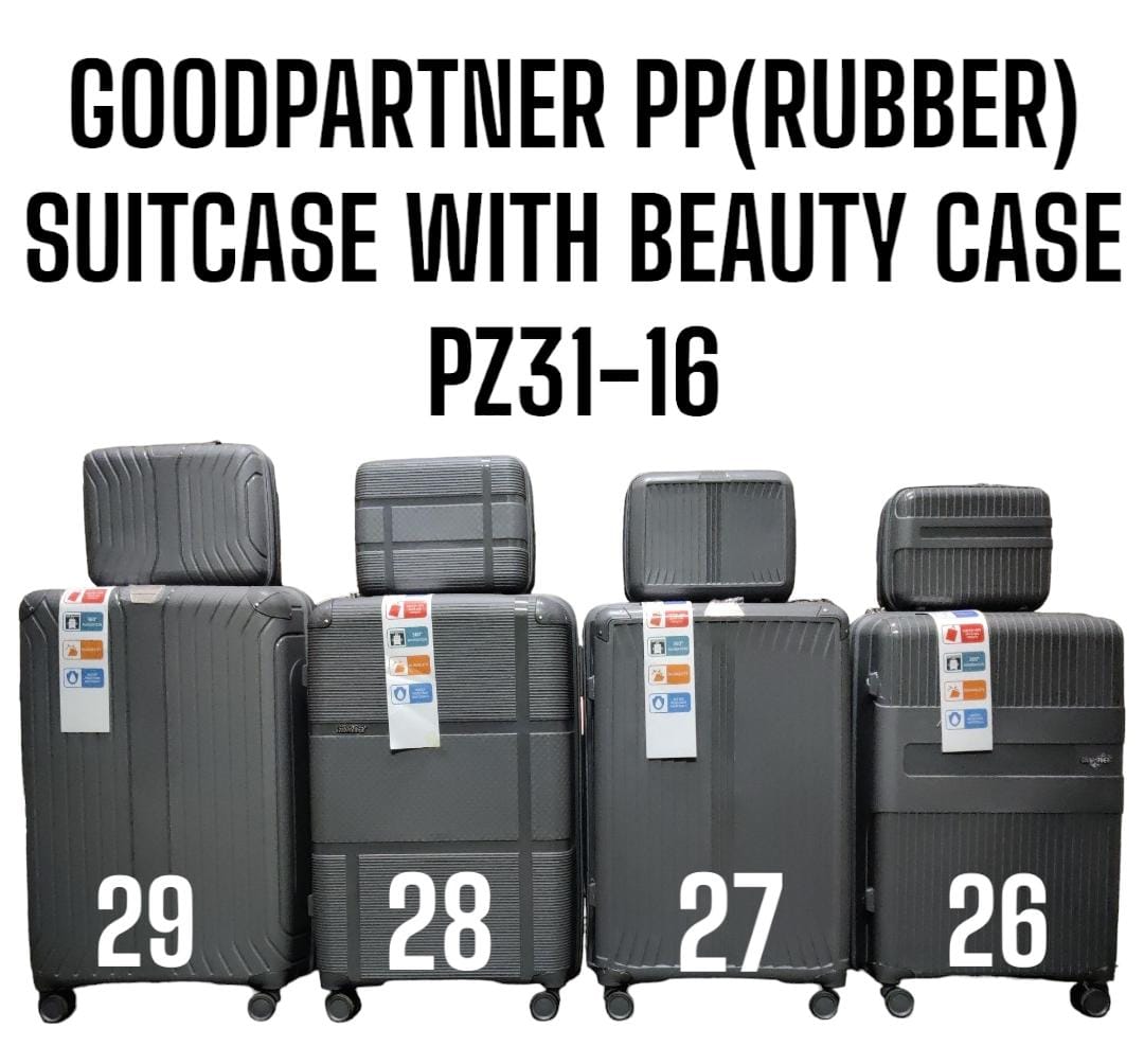 Goodpartner rubber pp Fiber 3 in 1 with beauty case Stylish travel suitcase made from durable 
Comes with a set 360-degree wheels for convenient movement 
Large and spacious enough for your belo