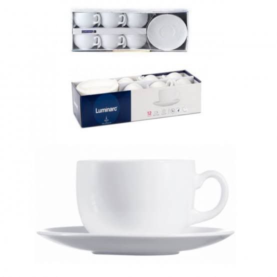 Set of 6 Luminarc Saucer Cups. Durable and Shatter-Resistant:
Made from Luminarc, ensuring shatter-resistant and highly durable cups.