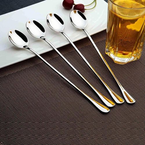 7 ¾ Inch Long Handle Mixing Stirring Spoons Stainless Steel, For Ice Tea Coffee Cocktail Espresso Ice Cream-6pcs