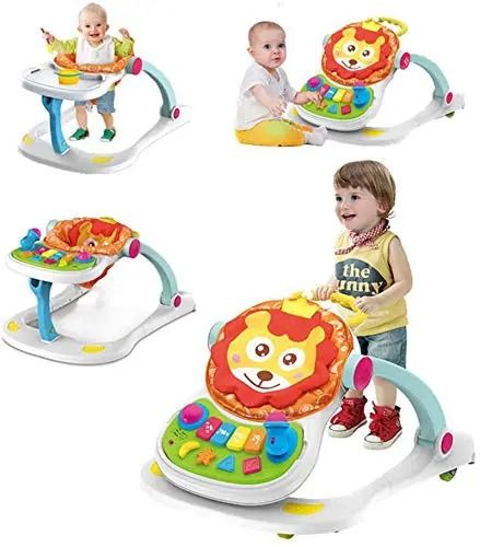 HIGH QUALITY 4IN 1 LION ADJUSTABLE MUSICAL WALKER-BABY PLAY SEAT-SIT AND PLAY-FEEDING DESK-STAND AND WALK