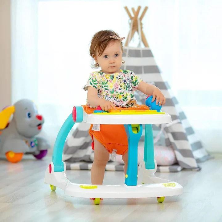 HIGH QUALITY 4IN 1 LION ADJUSTABLE MUSICAL WALKER-BABY PLAY SEAT-SIT AND PLAY-FEEDING DESK-STAND AND WALK