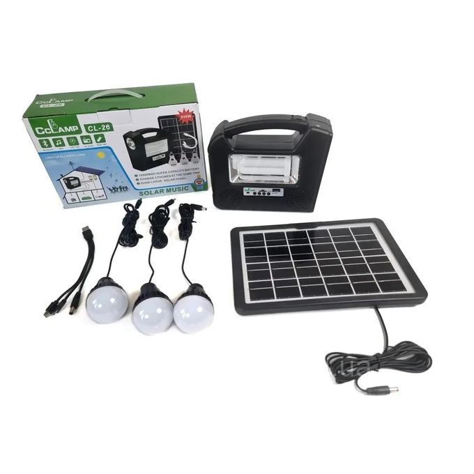 CC Lamp Multifunctional SOLAR SYSTEM/power Bank/mp3 Player/ FM Radio/Bluetooth/phone Charging With Three Bulbs And SOLAR PANEL