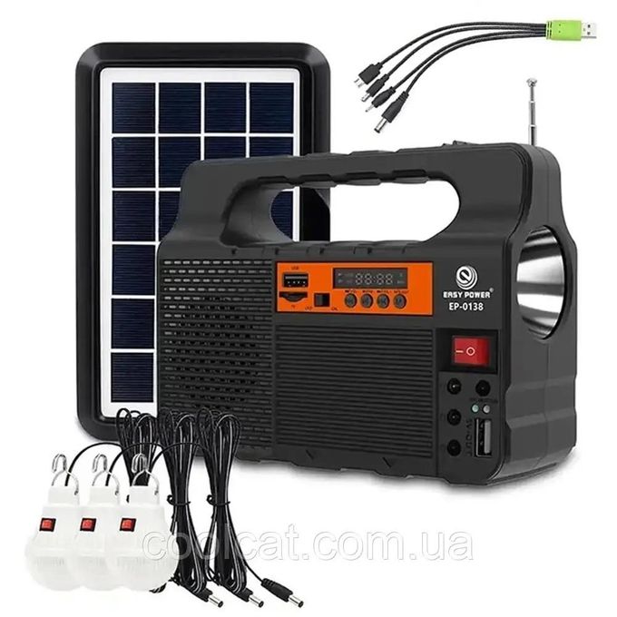 Easy Power Solar Lighting station for charging mobile devices 3600mAh EP-0138 Battery lantern with power banks and bluetooth Speaker
