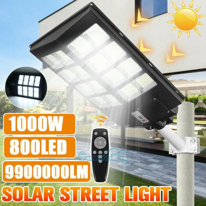 Solar Light Outdoor 1000W Solar Street Light Commercial Dusk to Dawn Road Lamp + Pole