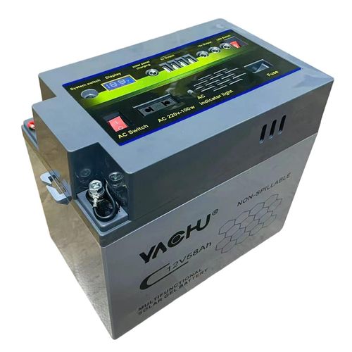Yatchu 12V 58AH YACHU solar battery with 100w AC output, USB, 58 ah multifunctional battery, lead-acid battery
