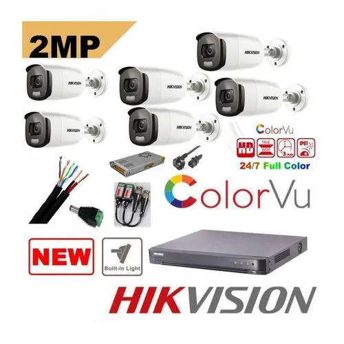 Hikvision 6 Colorvu CCTV Camera Full Kit (24/7 Full Color Images)