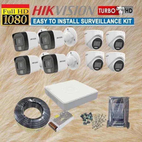 Hikvision 8 Original Quality 1080P Full HD 2MP 24/7 Full Time Colored Night Vision Hybrid CCTV Cameras