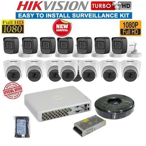 Hikvision 16 HD 2MP CCTV Cameras Complete System Package-(With 4TB HDD +400M Cable + 16 Channel DVR + 5M HDMI Cable)