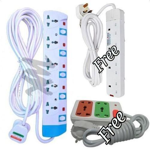 Power King Best Heavy Duty 5 Way Power Extension Long Cable + Free 4 Way & 2Way Extensions