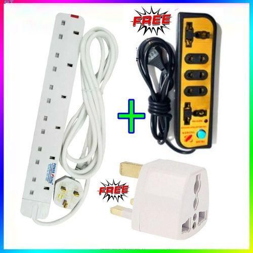 Power King Electrical Extension Cords // 6 Way Power Extension 3M Cable + 5WAY POWER EXTENTION AND POWER TRAVELLING ADAPTER