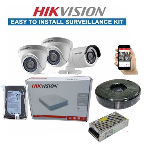 Hikvision 3 CCTV Camera Complete Full System Kit -Remote View Enabled