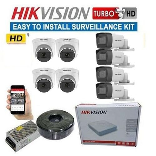 Hikvision 8 Channel 1080P Full HD 2MP Resolution CCTV Cameras Complete System Kit-1TB Harddisk+100M RG59 Cable+8 Channel DVR