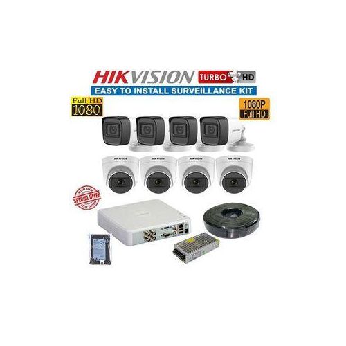 Hikvision 8 HD 2MP (1080P) CCTV Cameras Full Kit-(With 1TB HDD +100M Cable + 8 Channel DVR + 3M HDMI Cable)