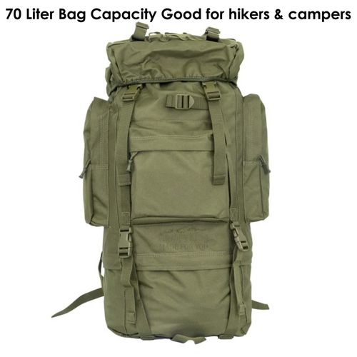 Camping & Hiking 70L Waterproof Hiking Daypack Large Hiking Backpack, Hunting Camping Travelling Rucksack Backpack for Men Outdoor Sports Backpack Jungle Green