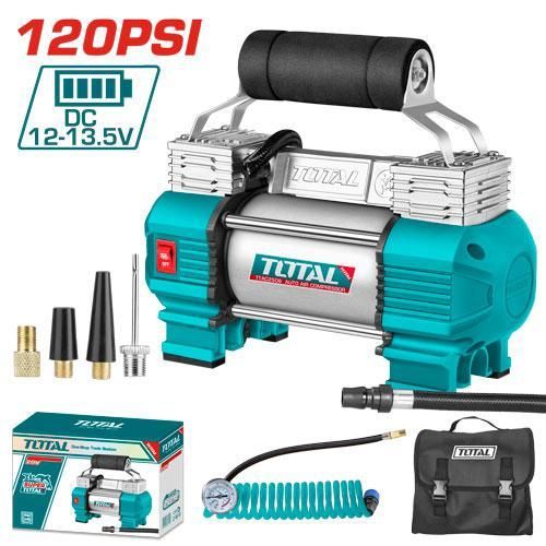 TOTAL 12V Heavy duty Portable auto Compressor 120PSI/8BAR with LED Light,Air Pump with Tire Repair Kit for Auto,SUV,Truck tires