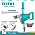 TOTAL 1100W Mixer,Handheld Cement Mixer,Drill(16mm) Mixer With Spade Handle For Drilling And Mixing,Variable Speeds Mud Mixer For Mixing Cement, Motar,Mud,Paint,Fodder