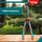 TOTAL Heavy Duty Hedge Clippers - 22” Manual Garden Hedge Shears with Wavy Carbon Steel Blade