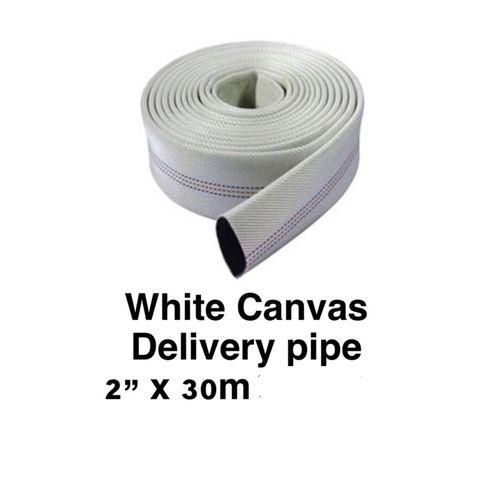 Heavy Duty Canvas Delivery Pipe White 2" X 30mtrs