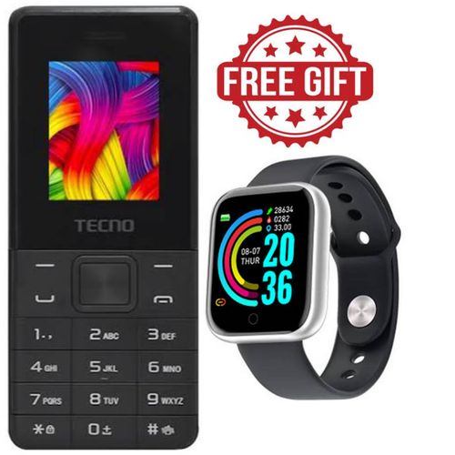 Tecno T301; (Dual Sim) Memory Card Slot, black, free Smartwatch