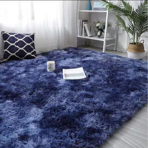 Fashion 7 By 8 Soft Fluffy Carpets - Anti Slip Room Rugs - Blue