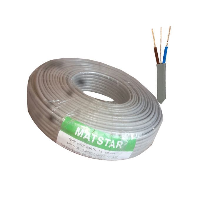 1.5mm MATSTAR Twin Cable + Earth Flat Power Electrical Cable Wire