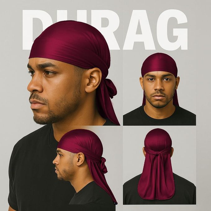 2PCS Silky Durag Pack for Men Waves, Satin Doo Rag for 360 540 720 Waves (wine red+dark green)