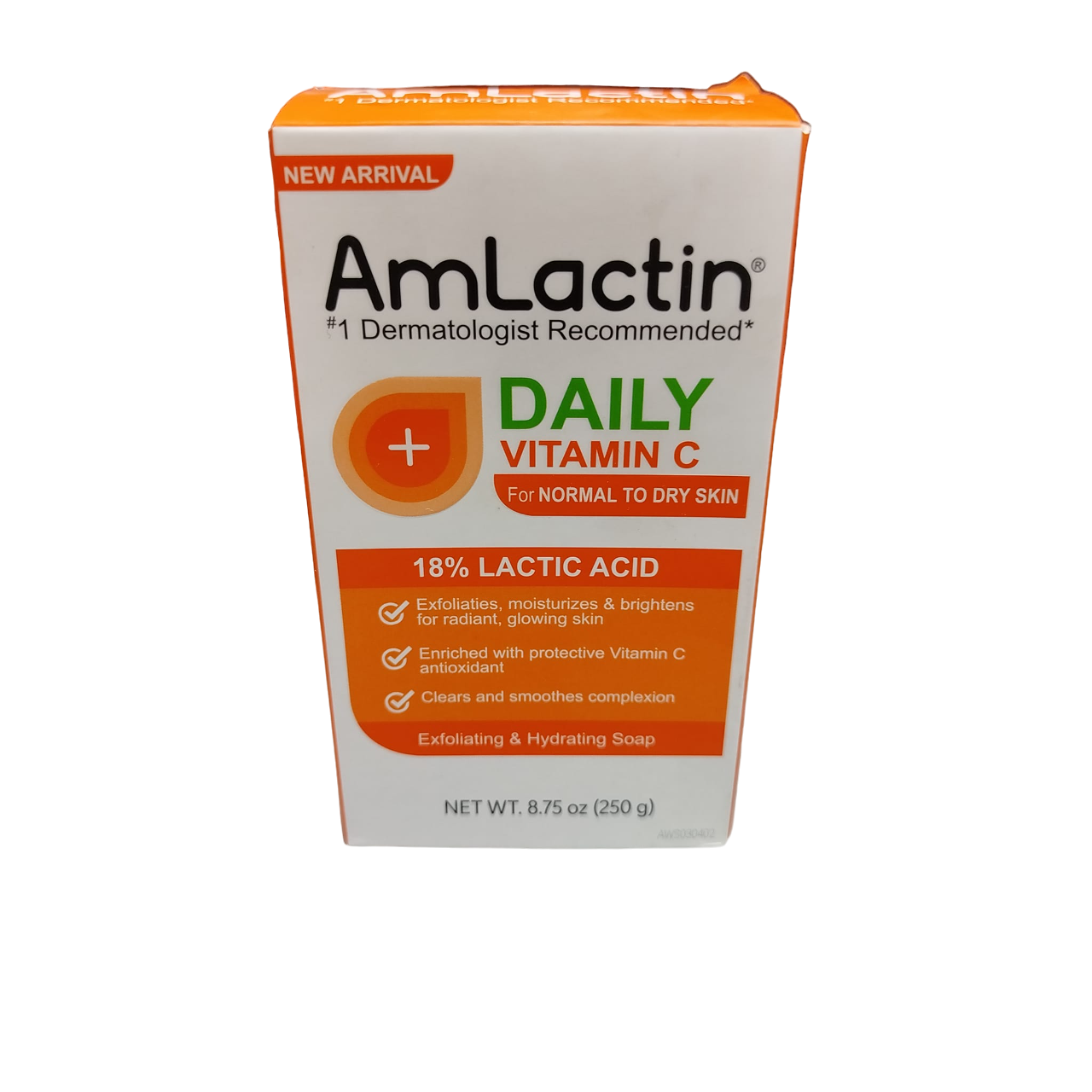AmLactin Daily Vitamin C Soap with 18% Lactic Acid. Exfoliates, Moisturizes, Brightens, Glows, Makes skin Radiant, Protects, Makes skin clear, Smoothens and Deeply Cleanses the skin