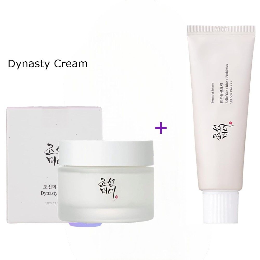 Beauty of Joseon Dynasty Cream for the face with Niacinamide & Squalane + Relief Sun Sunscreen (Rice + Probiotics) SPF50+. Prevent Aging, Clears Wrinkles, Pigmentation, Moisturizes & Sun Protection,