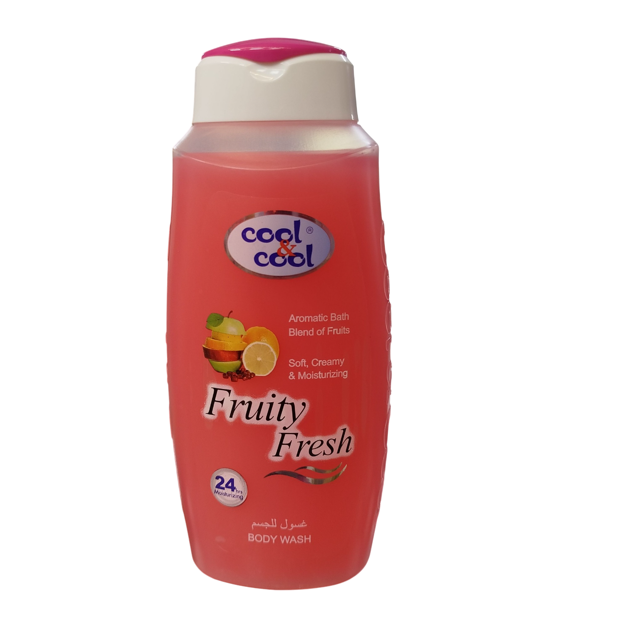 Cool & Cool Fruity Fresh Body Wash. Cleanses, Moisturizes, Softens, Revitalizes, Leaves Sweet Scent on skin and Glows.