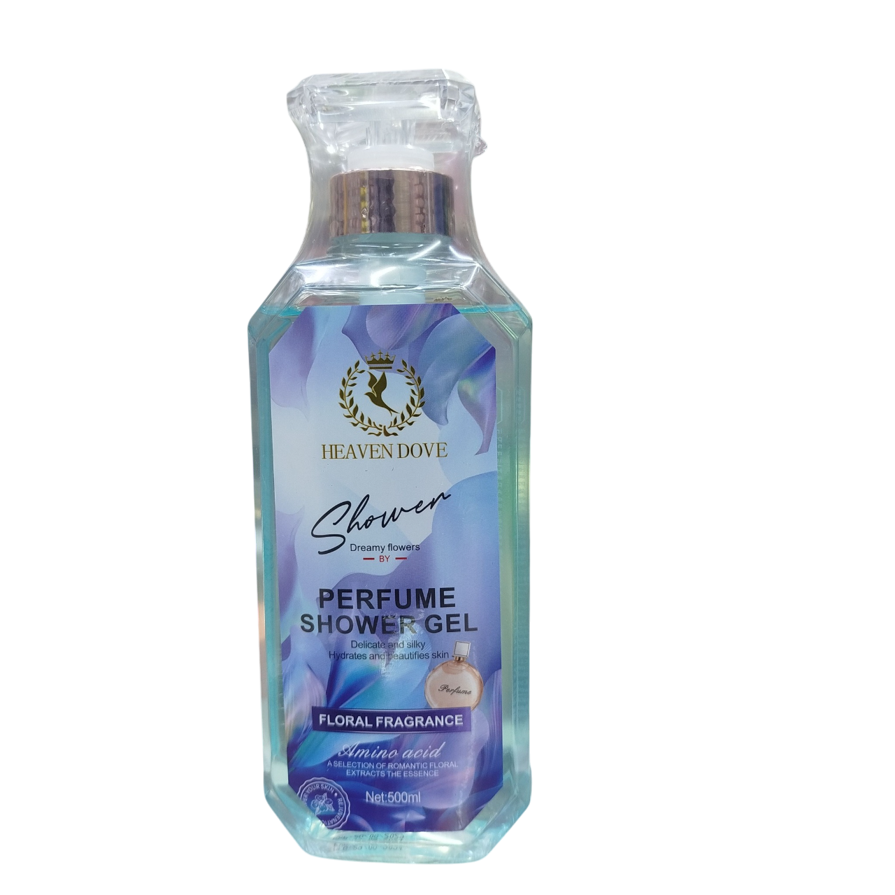Heaven Dove Perfume Shower Gel. Delicate and Silky, Hydrates, Beautifies the skin, Cleanses, Moisturizes, Softens, Smooths, Removes Dirt and leaves skin with Sweet Luxurious Scent