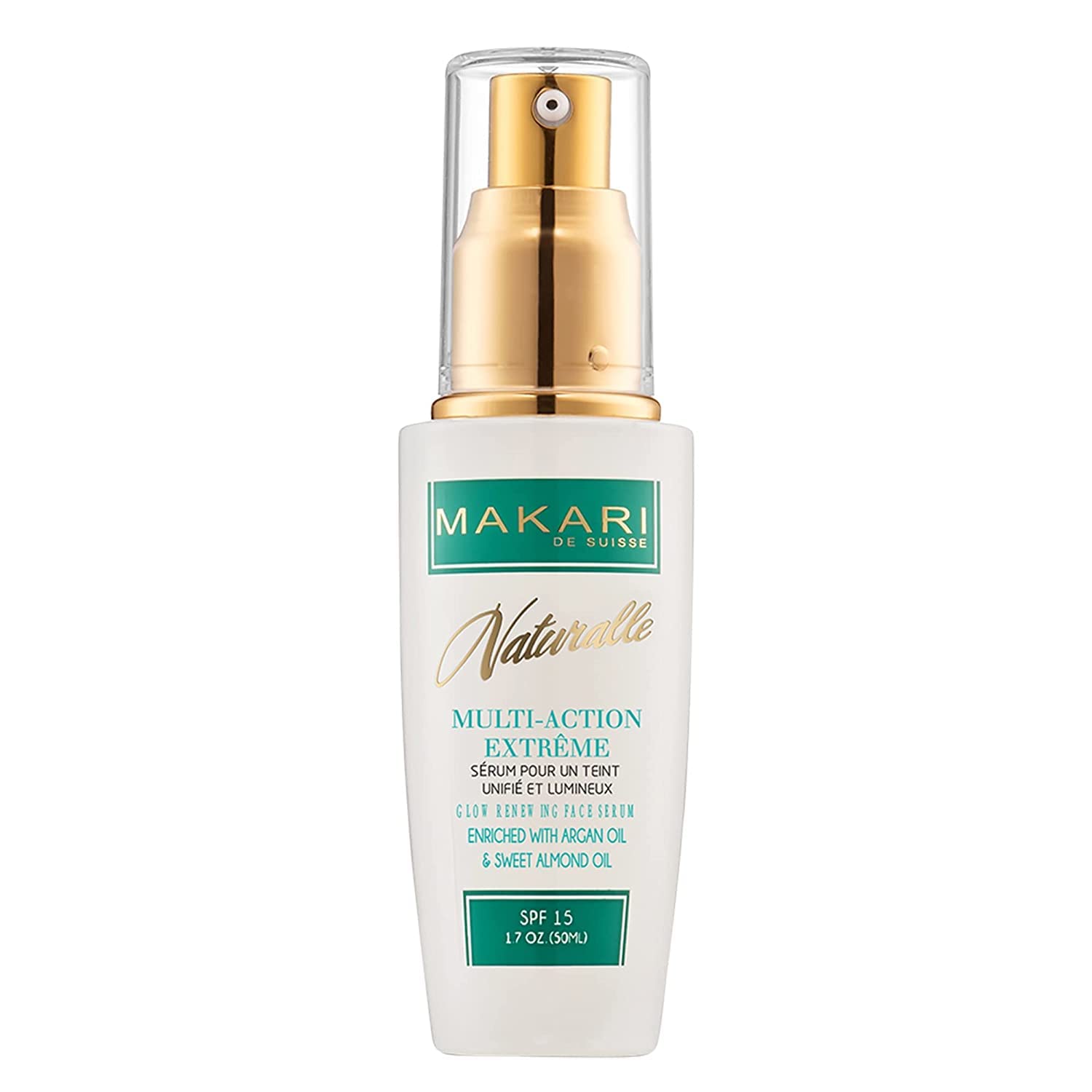 Makari Lightening Serum with Argan Oil & Sweer Almond Oil SPF 15. Moisturizes, Lightens the skin, Brightens, Tones, Removes Dark Spots, Dark Circles, Scars,  Blemishes, Calms Irritated skin & Evens