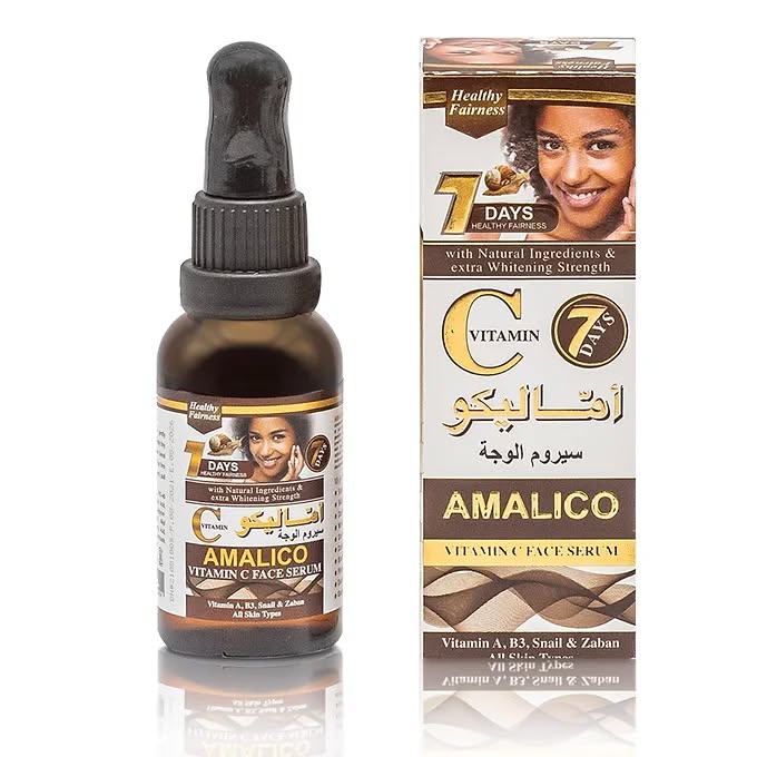 Amalico Vitamin C Face Serum with Snail, Zaban Vita B3 & A. Moisturizes, Give a glass skin Glow, Removes Pimples, Dark Spots, Dark Circles, Dark Knuckle, Elbow, Knee, Blackheads, Wrinkles, Stains...