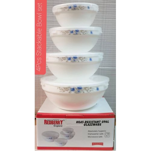 Redberry PREMIUM RANGE OF OPALWARE STACKABLE Bowl 4pcs set