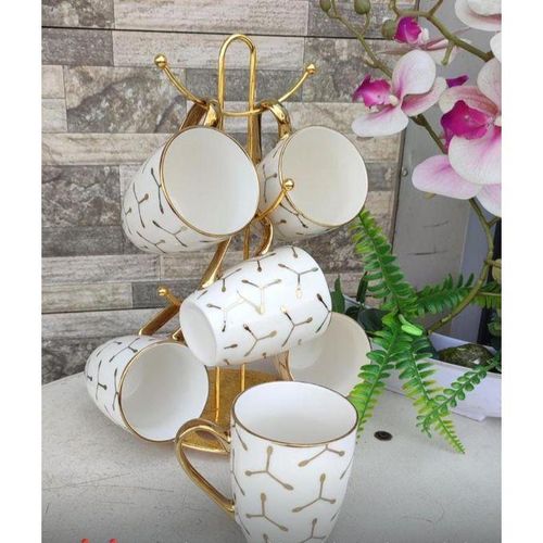Marble Ceramic Golden Coffee and Tea Cups set of 6pcs