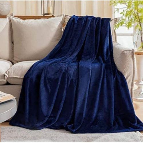 Fleece 6*6 warm throw blanket navy blue