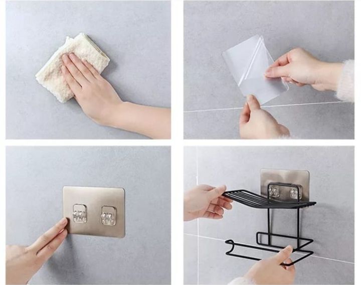 Wall Mounted Tissue Toilet Paper  and Soap Holder Rack. Adhesive Toilet Paper Roll Holder. No drilling  Needed