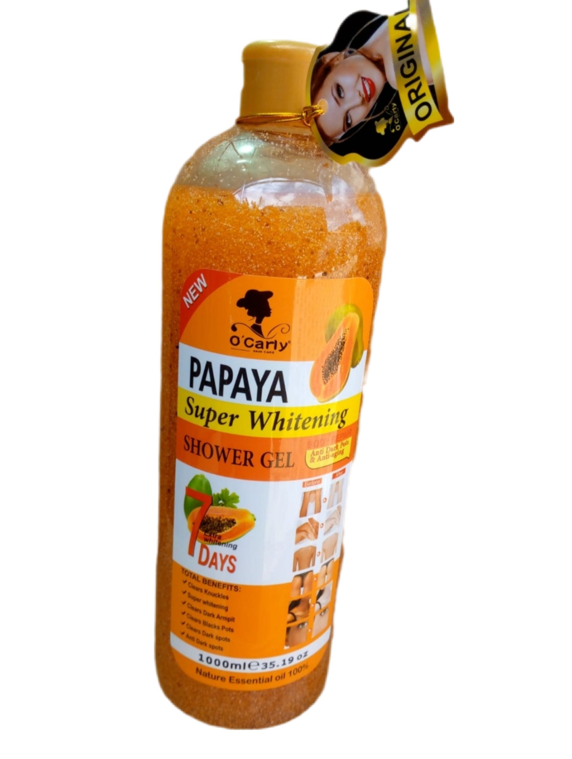 O'Carly Exfoliating Papaya Super Whitening Shower Gel Body Washes For Anti-aging,Anti- dark Spot ,Clears Knucles ,Dark Spot ,Dark Armpits,Black Spot-1000ml