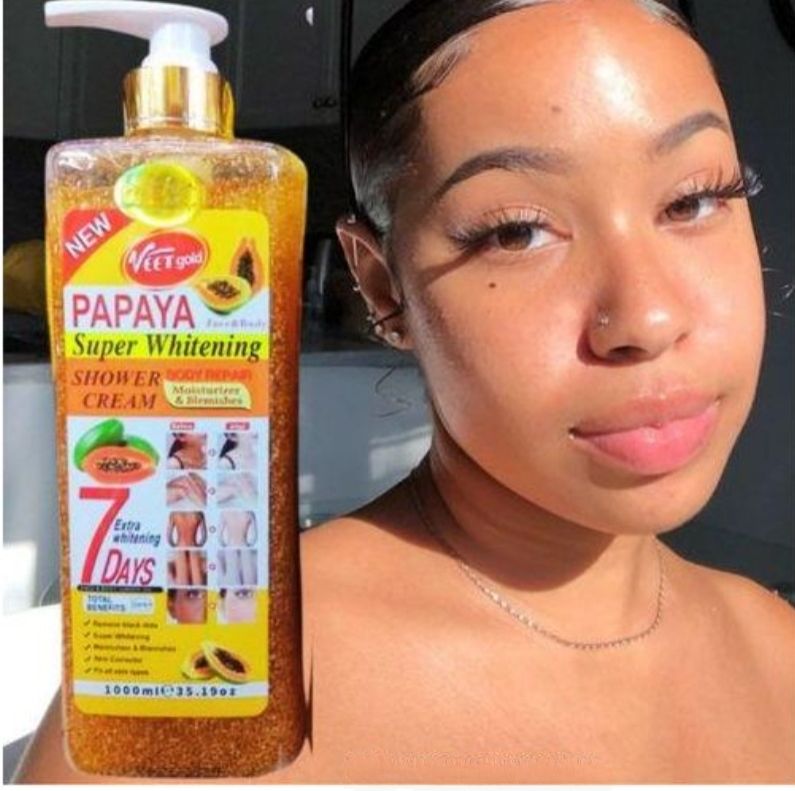 VEET GOLD Carrot / Papaya/ Turmeric  Super Whitening &  Moisturizing Shower cream Gel Body Wash  Clears Dark Knuckles, Black Spots,Dark Armpits ,Dark Thighs And Smoothens   -1000ml