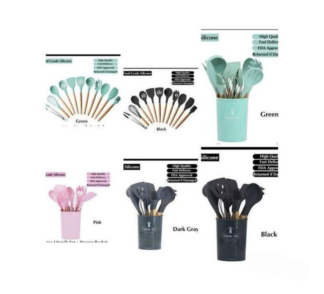 12pcs Nonstick  Silicone Cooking Utensils Set Kitchenware Spoon Set Kitchen Utensils Set