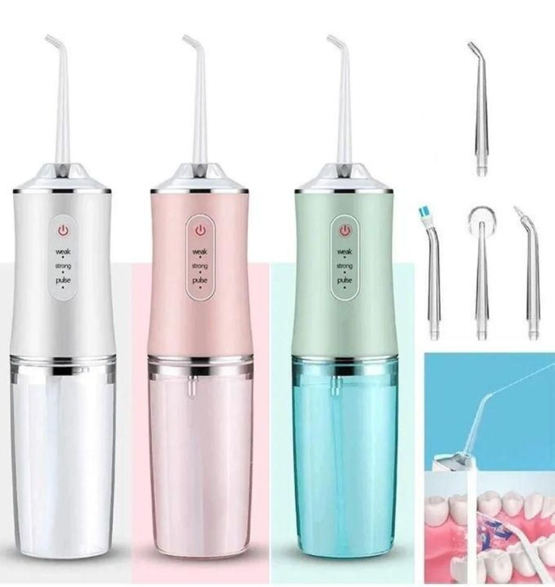 USB Rechargeable Portable Water Dental Flosser Teeth Irrigator Dental Teeth Cleaner with 4 Cleaning Nozzles Water Flosser For Teeth, Gums, Braces