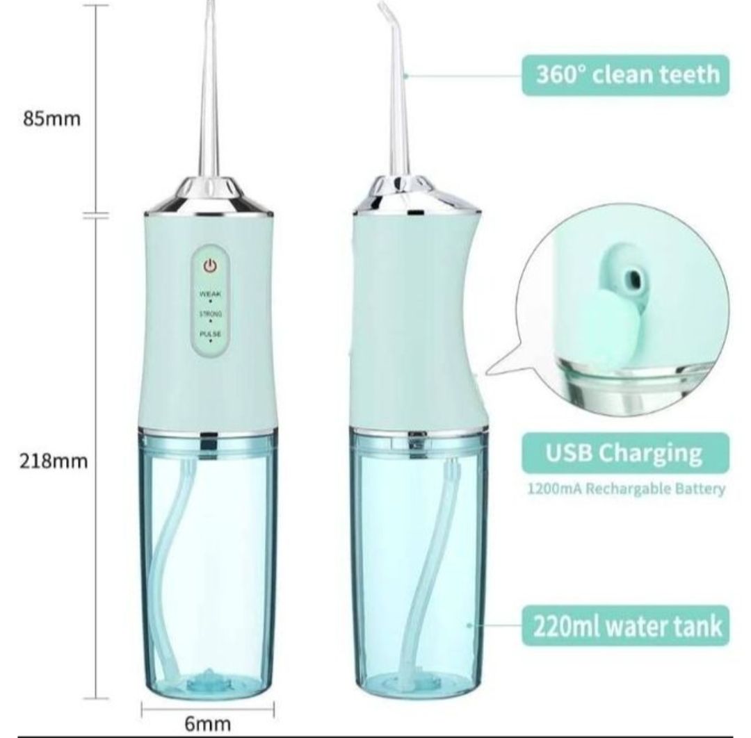 USB Rechargeable Portable Water Dental Flosser Teeth Irrigator Dental Teeth Cleaner with 4 Cleaning Nozzles Water Flosser For Teeth, Gums, Braces